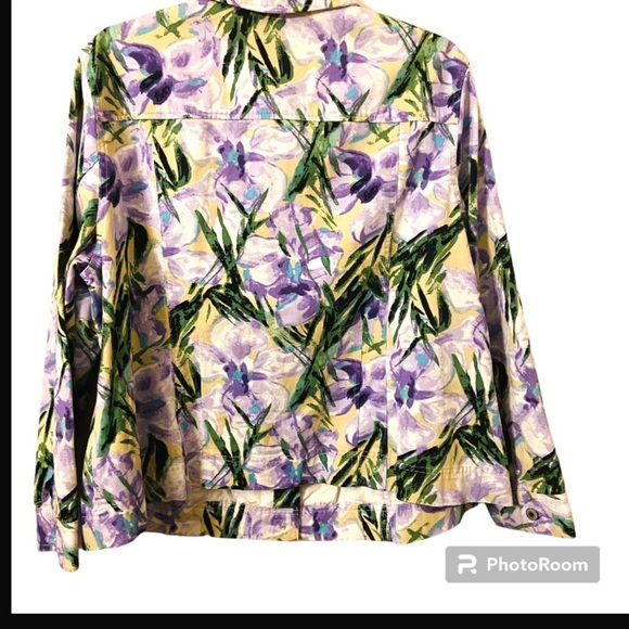 JM Collection Plus Size 24W Cotton 100% Long Sleeves Button Up Abstract Jacket - Picture 2 of 8